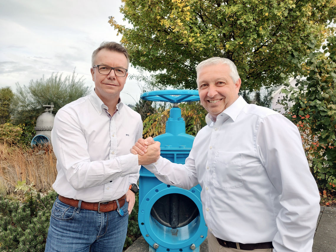 Aufnahme der beiden neuen Geschäftsführer Adrian Faust und Daniel Krummen der Hawle Armaturen AG