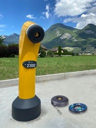 Fotografie eines Hydranten Hawle mit kombiniertem LoRaWAN und NB-IoT basierte Sensorlösungen: D-Storz.